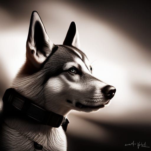 Husky Dog as Modern Soldier in Hyperrealistic Style