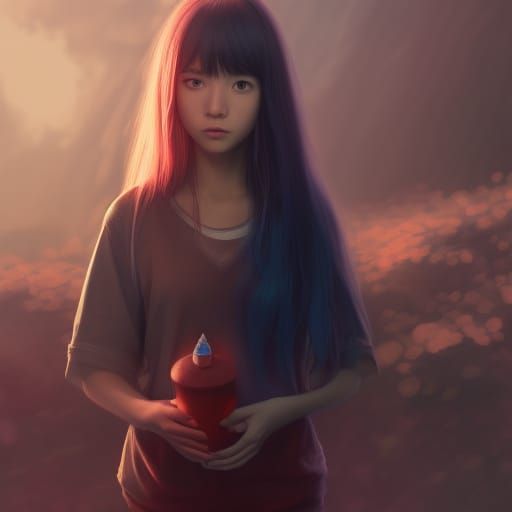 Anime Style Portrait of a Beautiful Woman