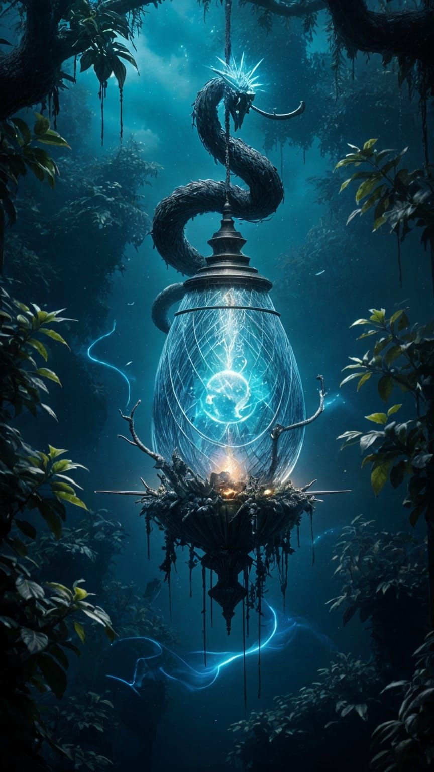 Ornate Lantern of Lost Souls in Dark Garden