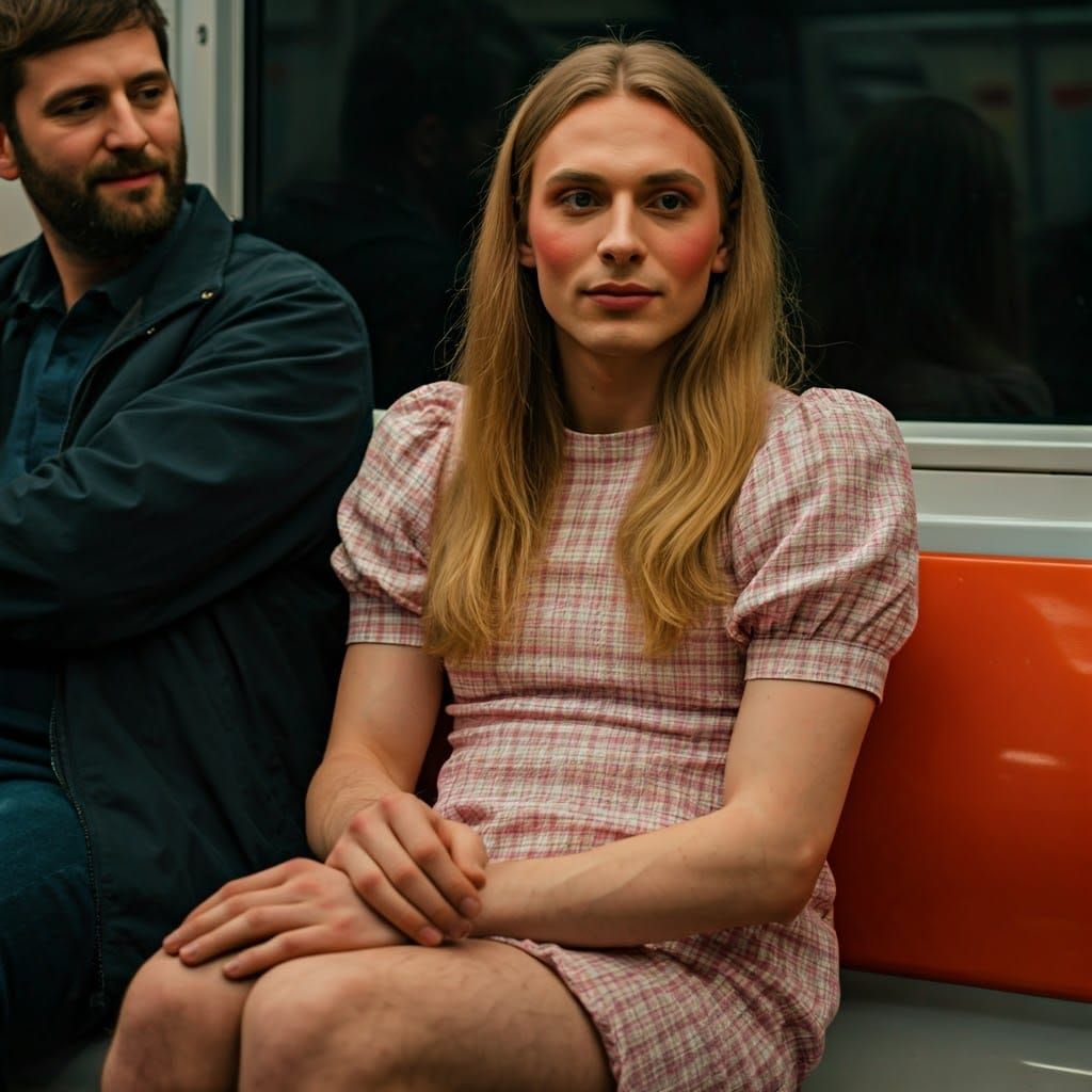 Elegant Crossdresser in Plaid Babydoll