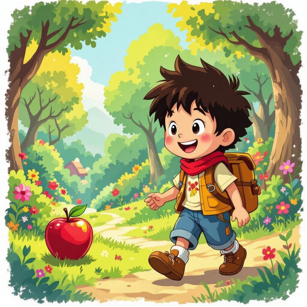 Toto Finds a Red Apple, Miyazaki-Inspired