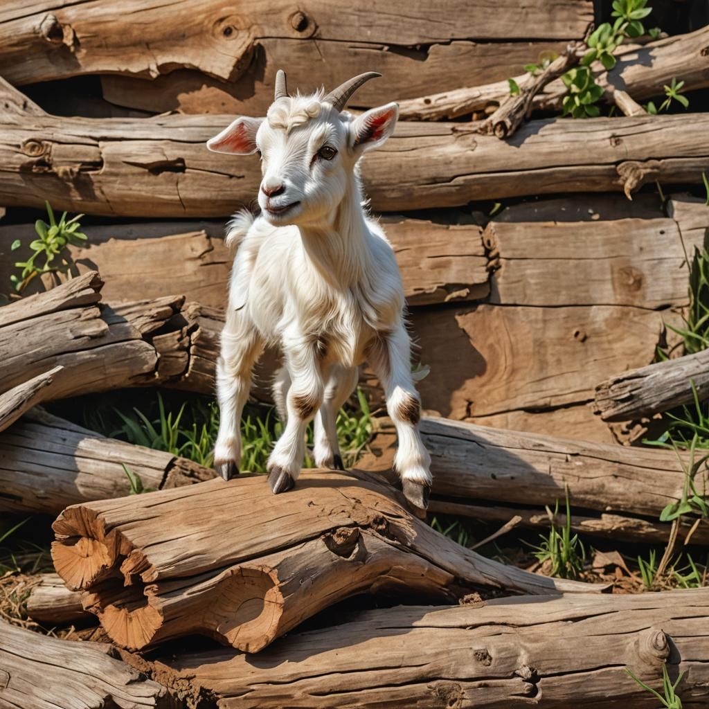 Playful Baby Goat on a Farm