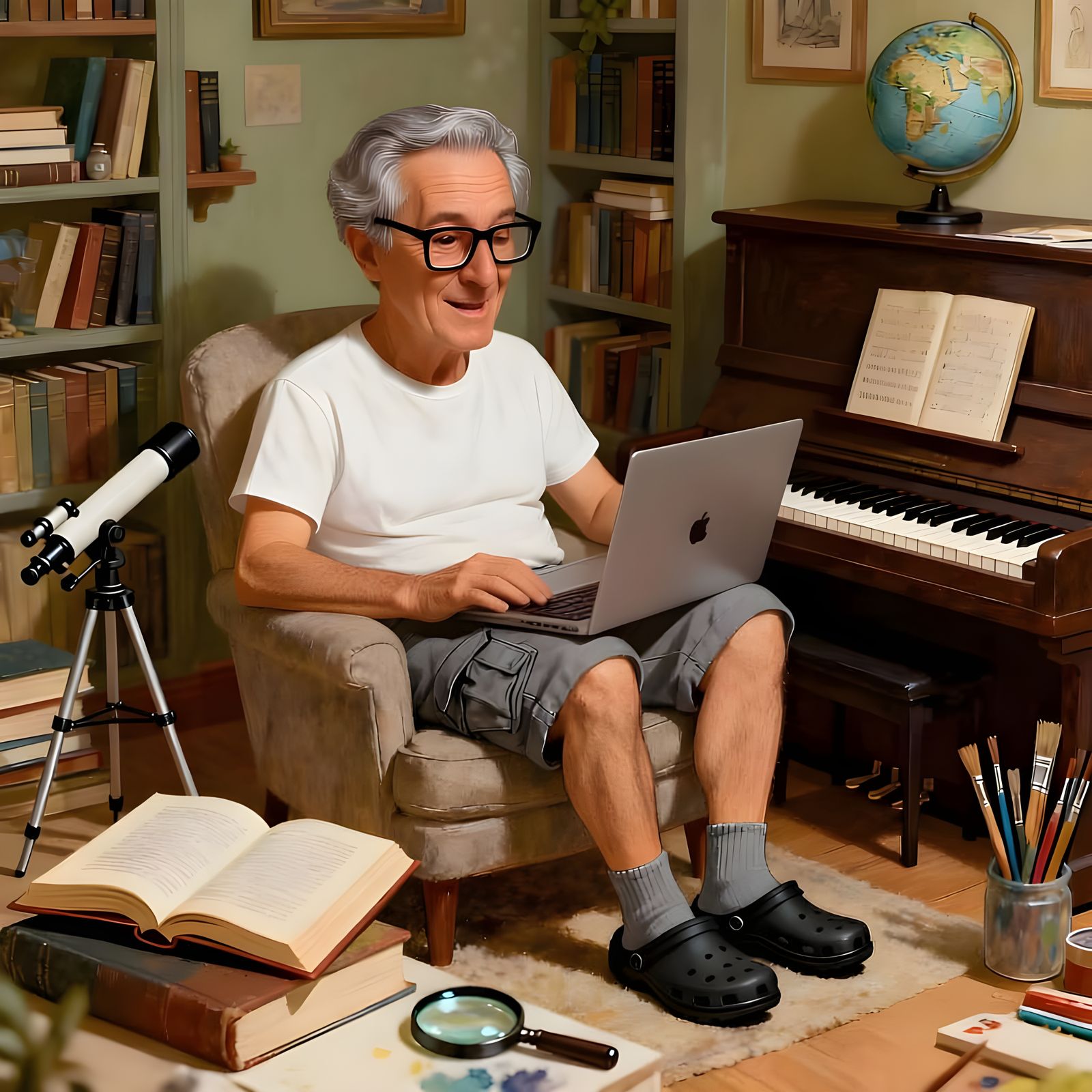 Man in Reading Nook Experiencing Aha Moment