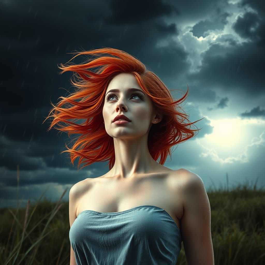 Storm Goddess Illuminated by Radiant Light