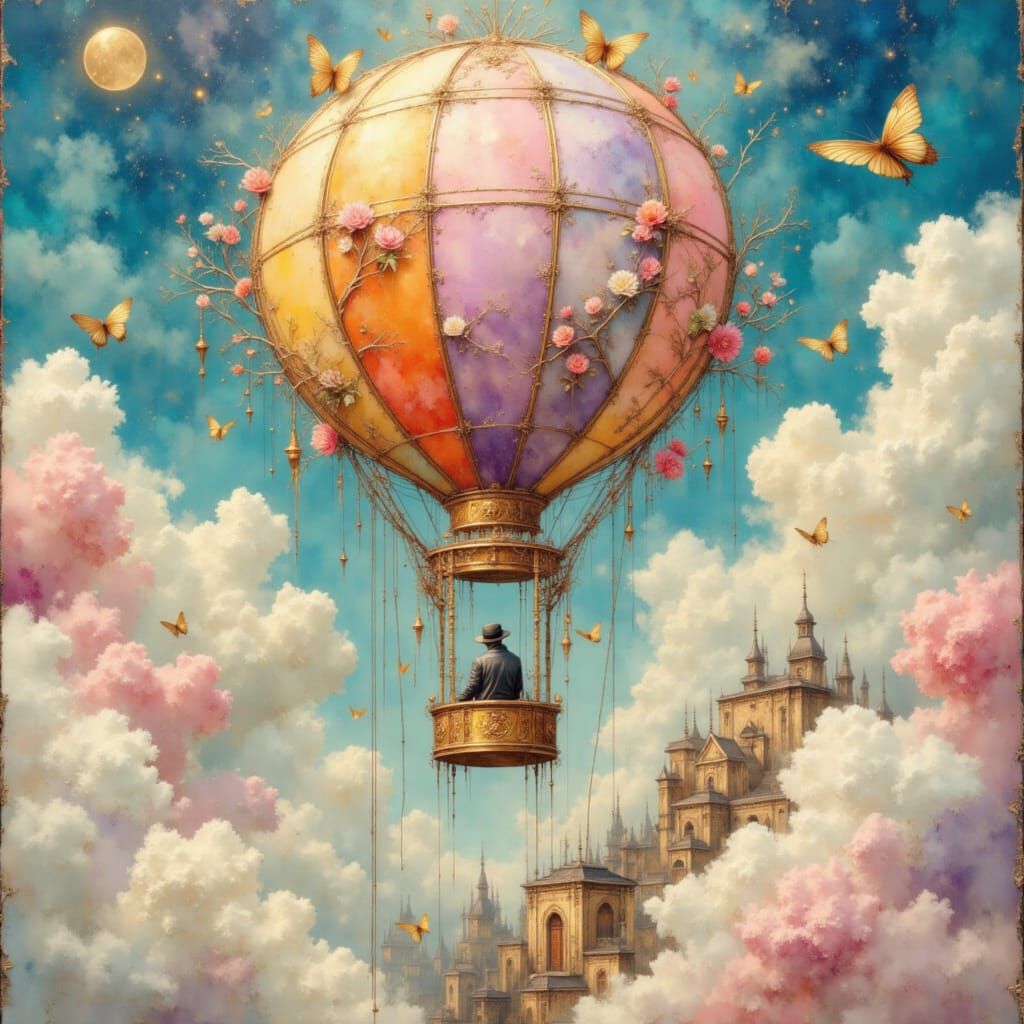 Marshmallowpunk Hot Air Balloon in Surreal Style