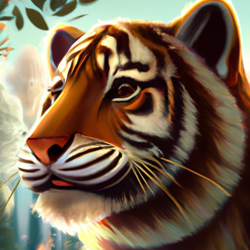 Hyperdetailed Cat-Tiger Portrait in Digital Art Style