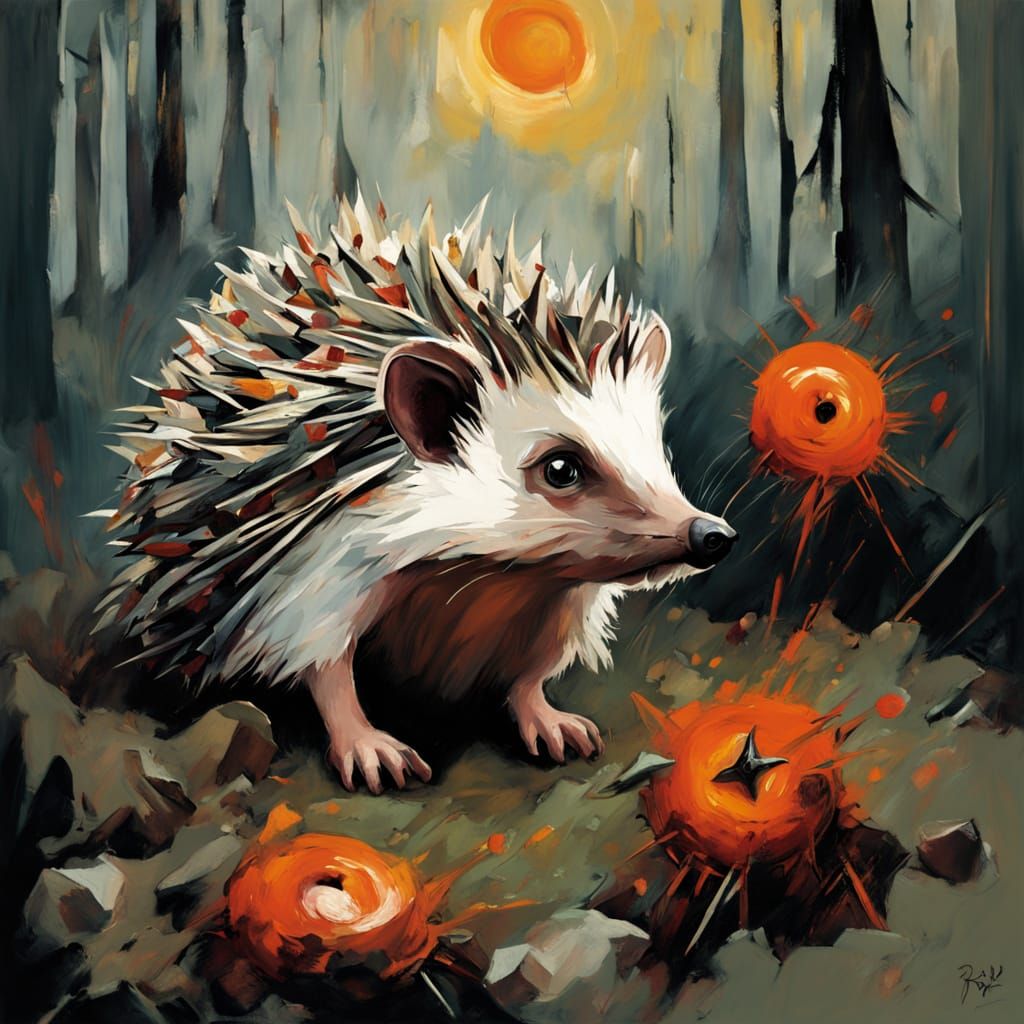 Hedgehog Confronts Ancient, Glowing Button in Ominous Surrea...