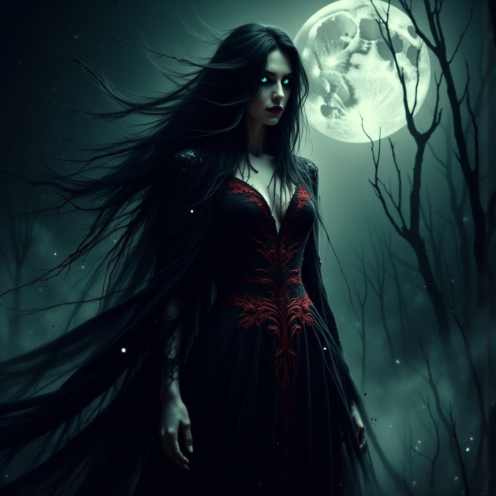 Dark Bloodmoon Elf Maiden in a Haunting Velvet Robes