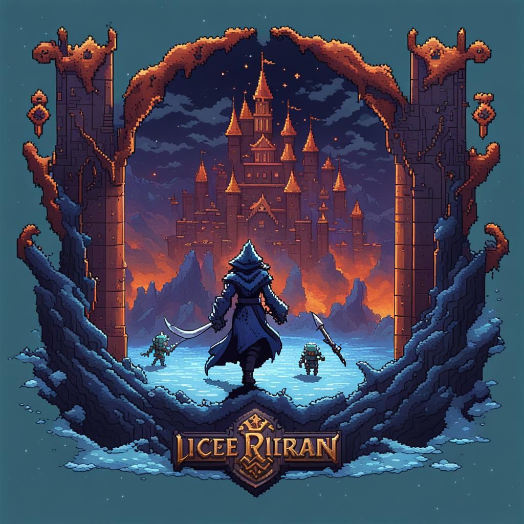 Pixel Art Logo: Ice Queen Rescues Prince