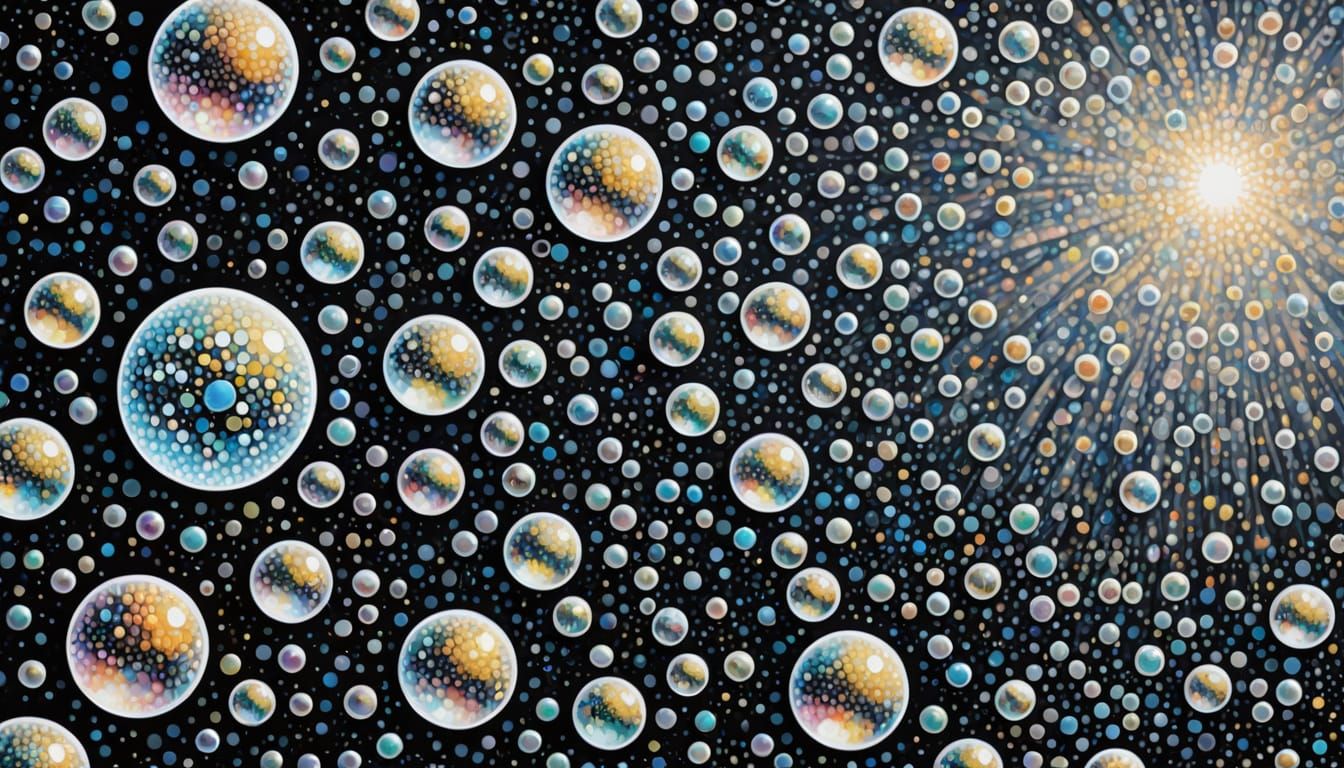 Pointillist Bubbles: Silver and White Astral Illustration