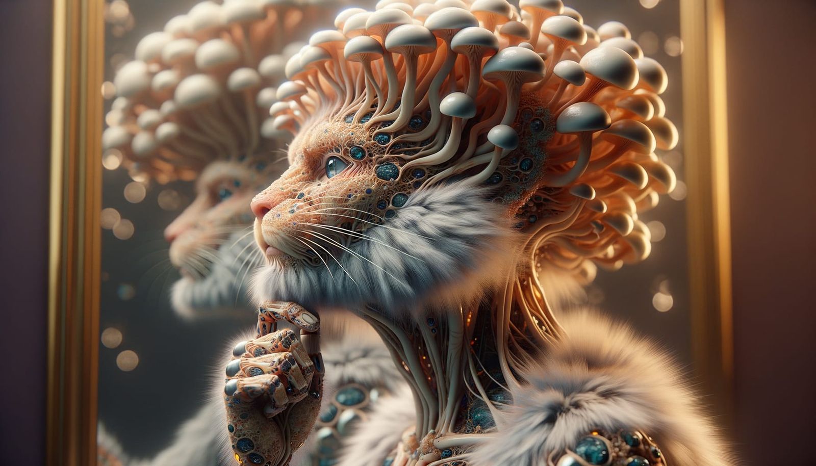 AI Cat Avatar Contemplates in Hyperrealistic Portrait