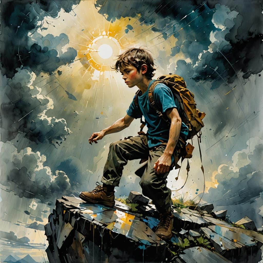 Child Climbs to Sunlight: Watercolour Cosmos