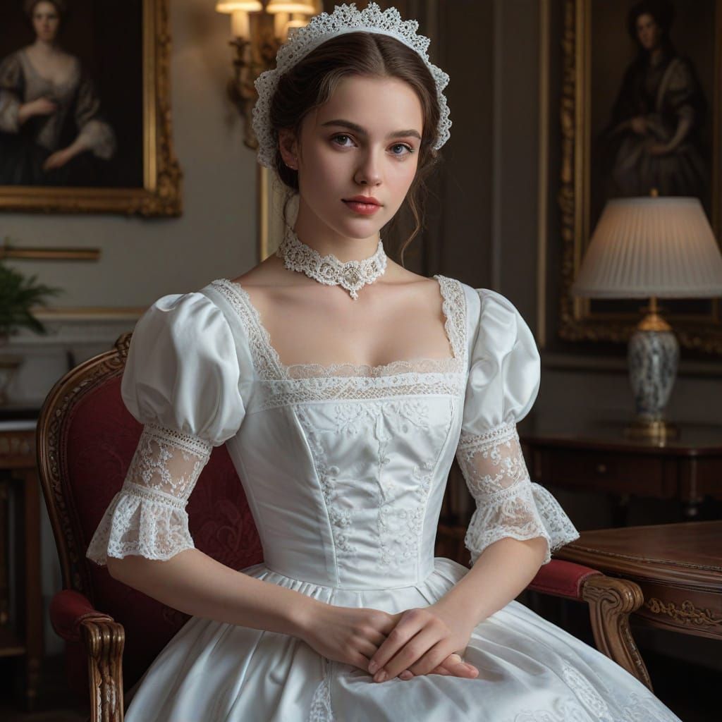 Elegant Lady Maid Portrait in Classic Style