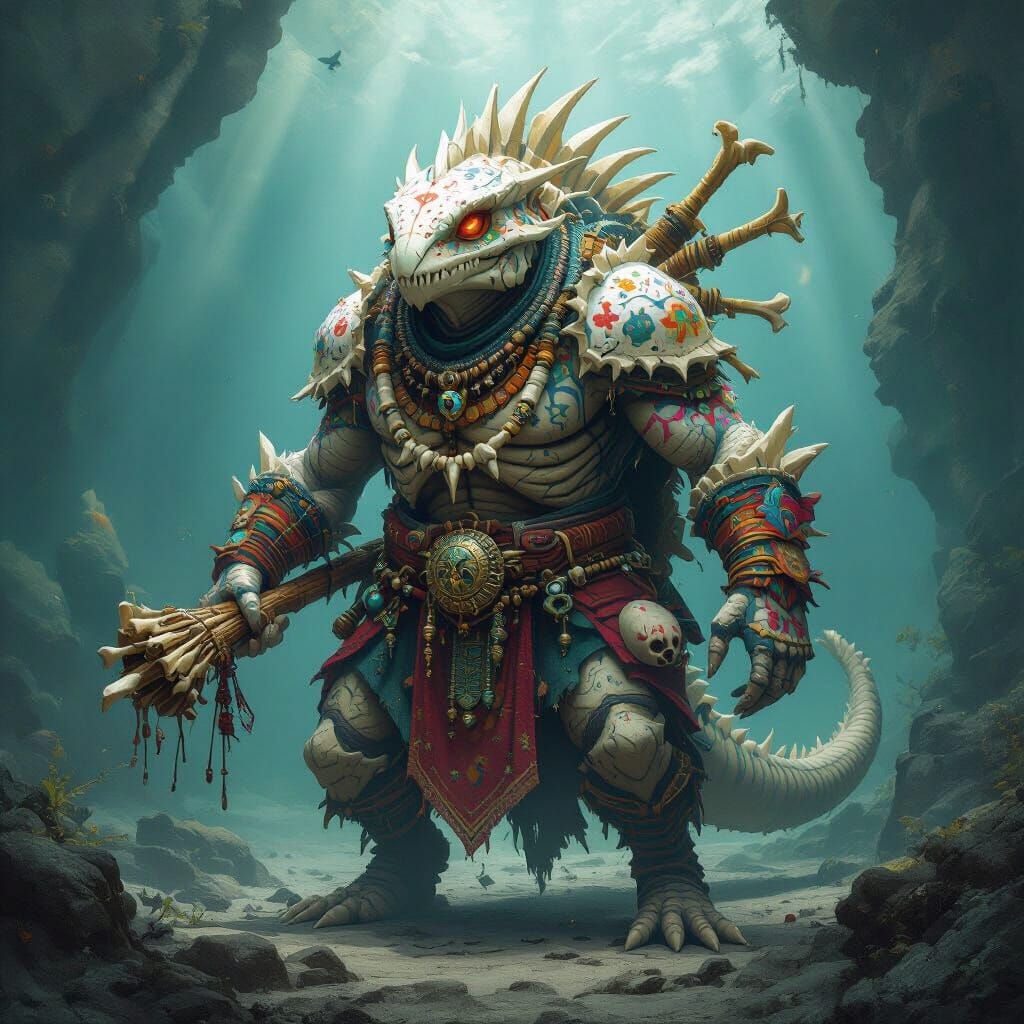 Locathah Bone-Painter Artist-Priest of Tide-Omens