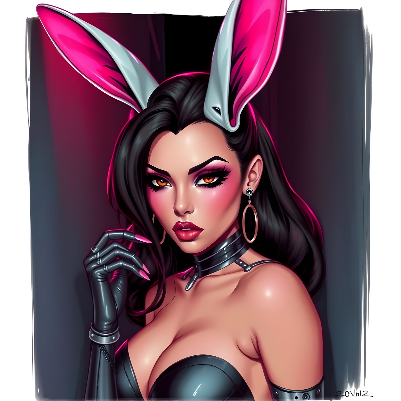 Surreal Half-Rabbit Cyborg Woman