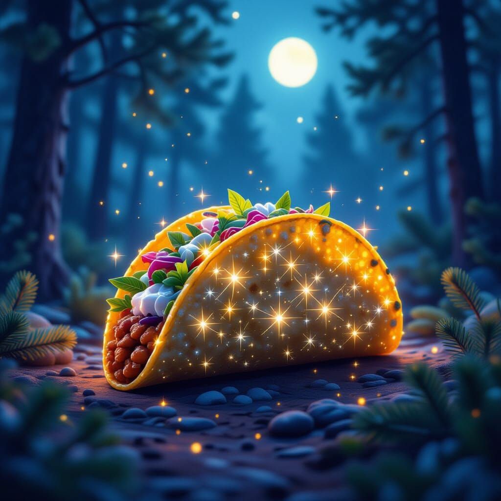 Ethereal Taco Composed of Glowing Constellations