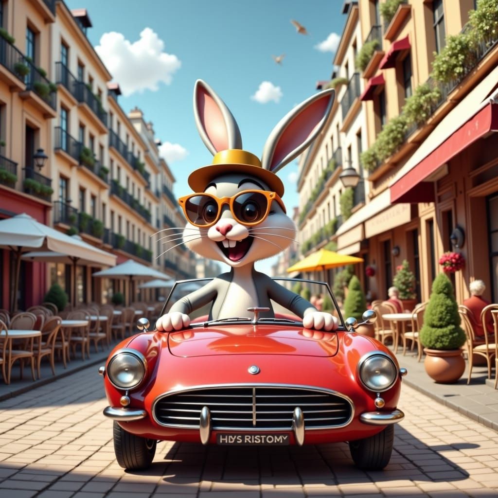 Bugs Bunny Drives Through Paris, Looney Tunes Style
