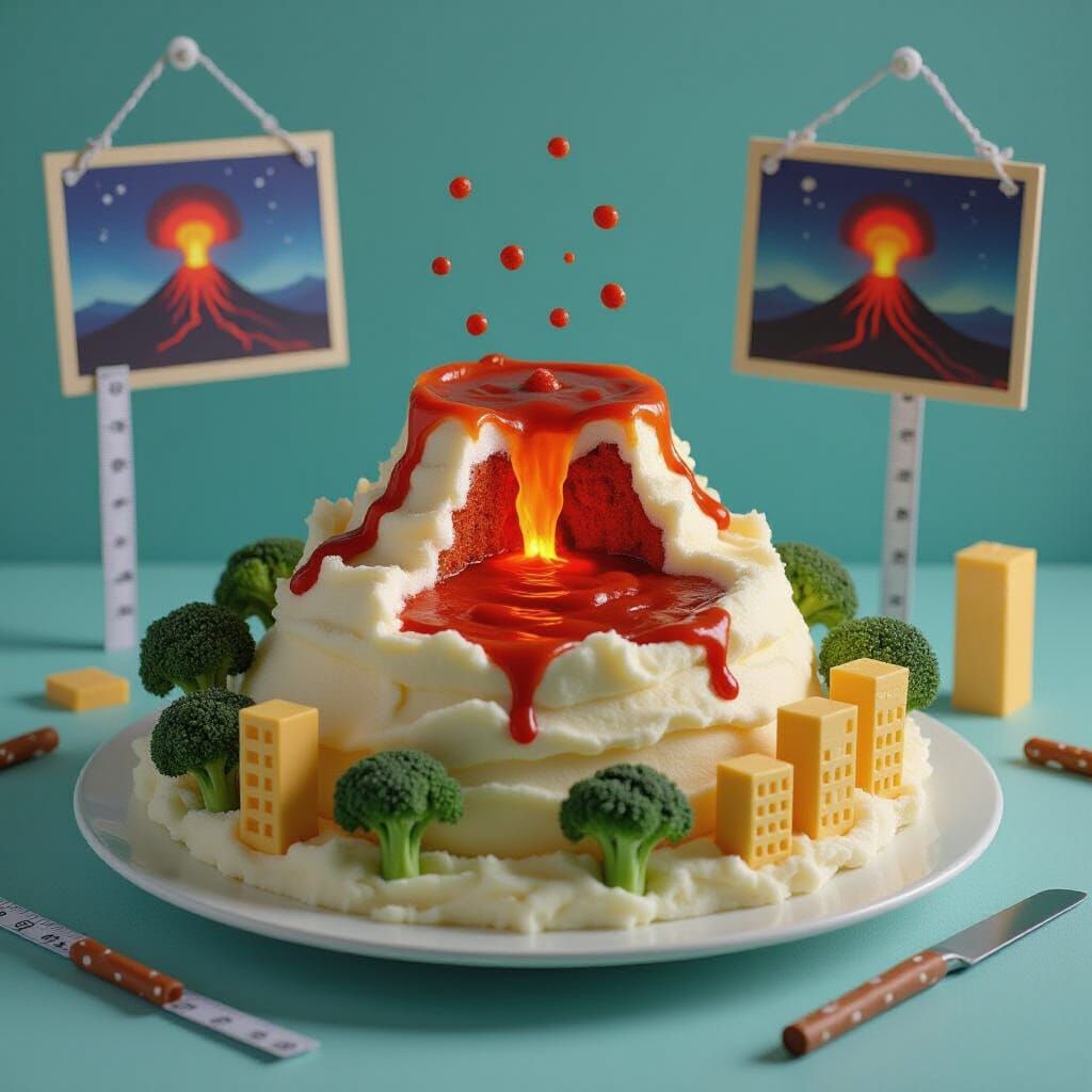 Edible Volcano Science Project in Expressionist Style
