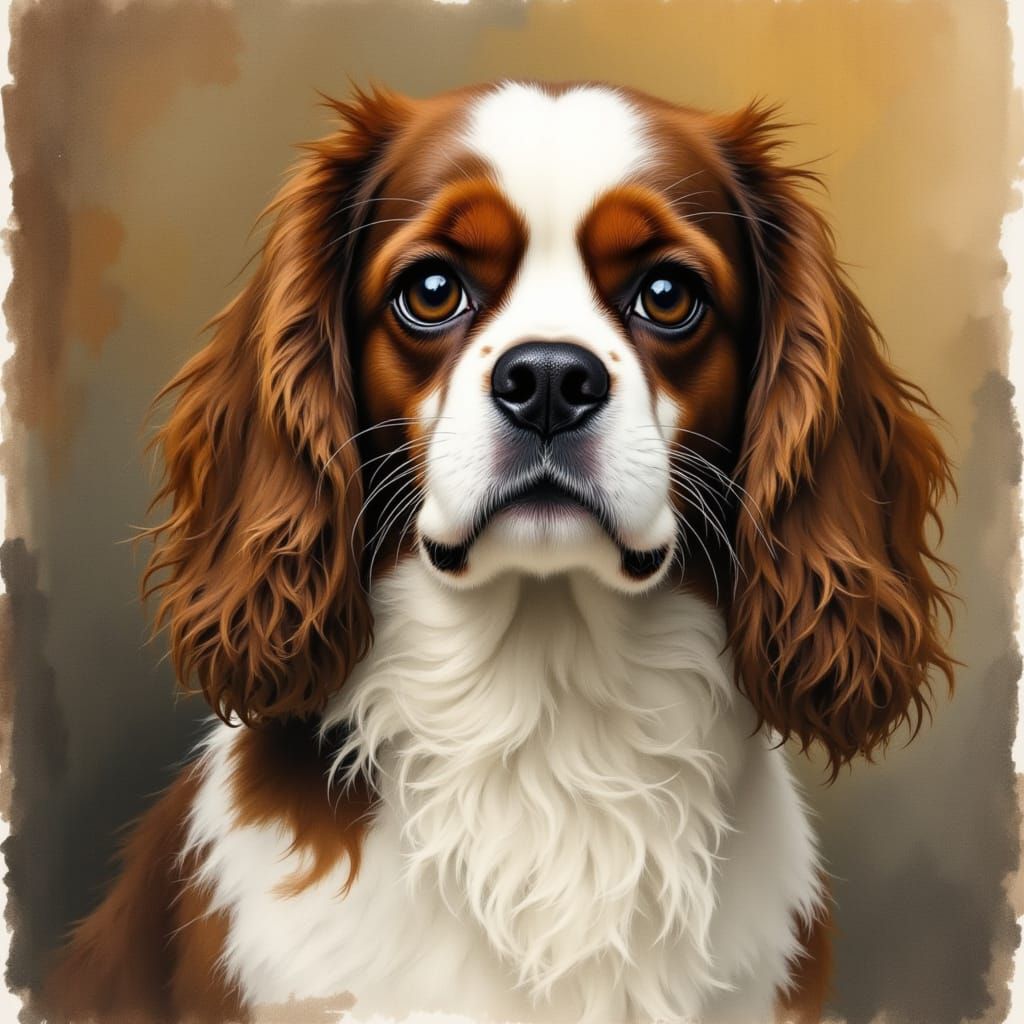 Regal King Charles Spaniel in Traditional British Portraitur...