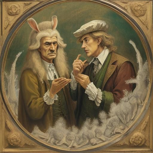 Rabbit and Hedgehog in Classic Portrait Style
