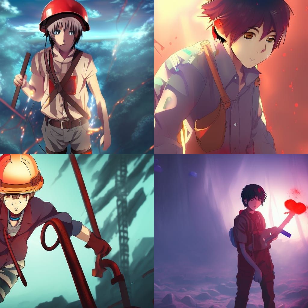 Anime Miner Boy in Deep Color, 8k Resolution