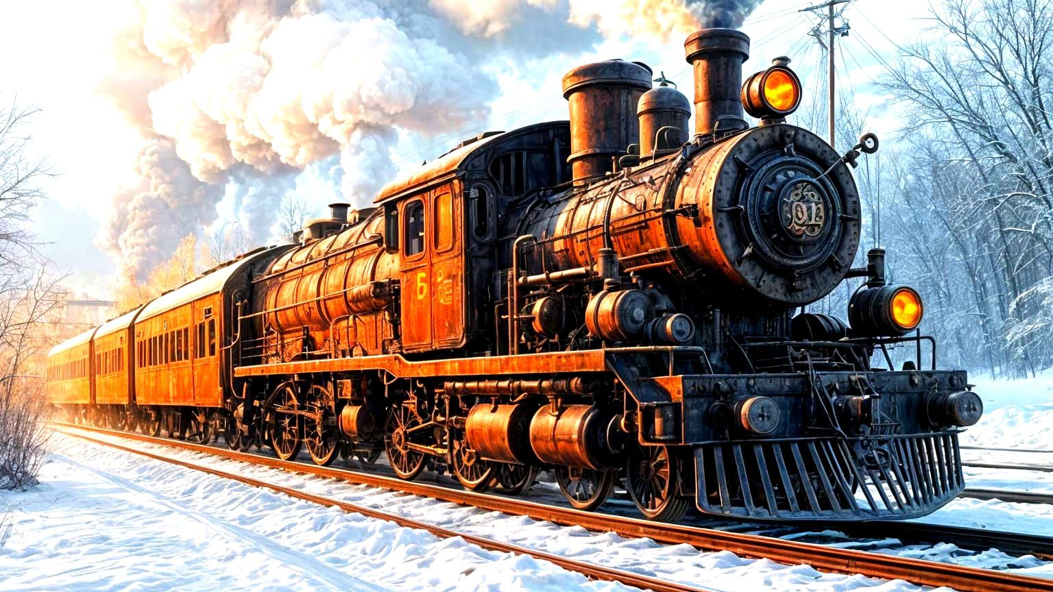 Realistic Steampunk Train Concept Art in Midjourney Style