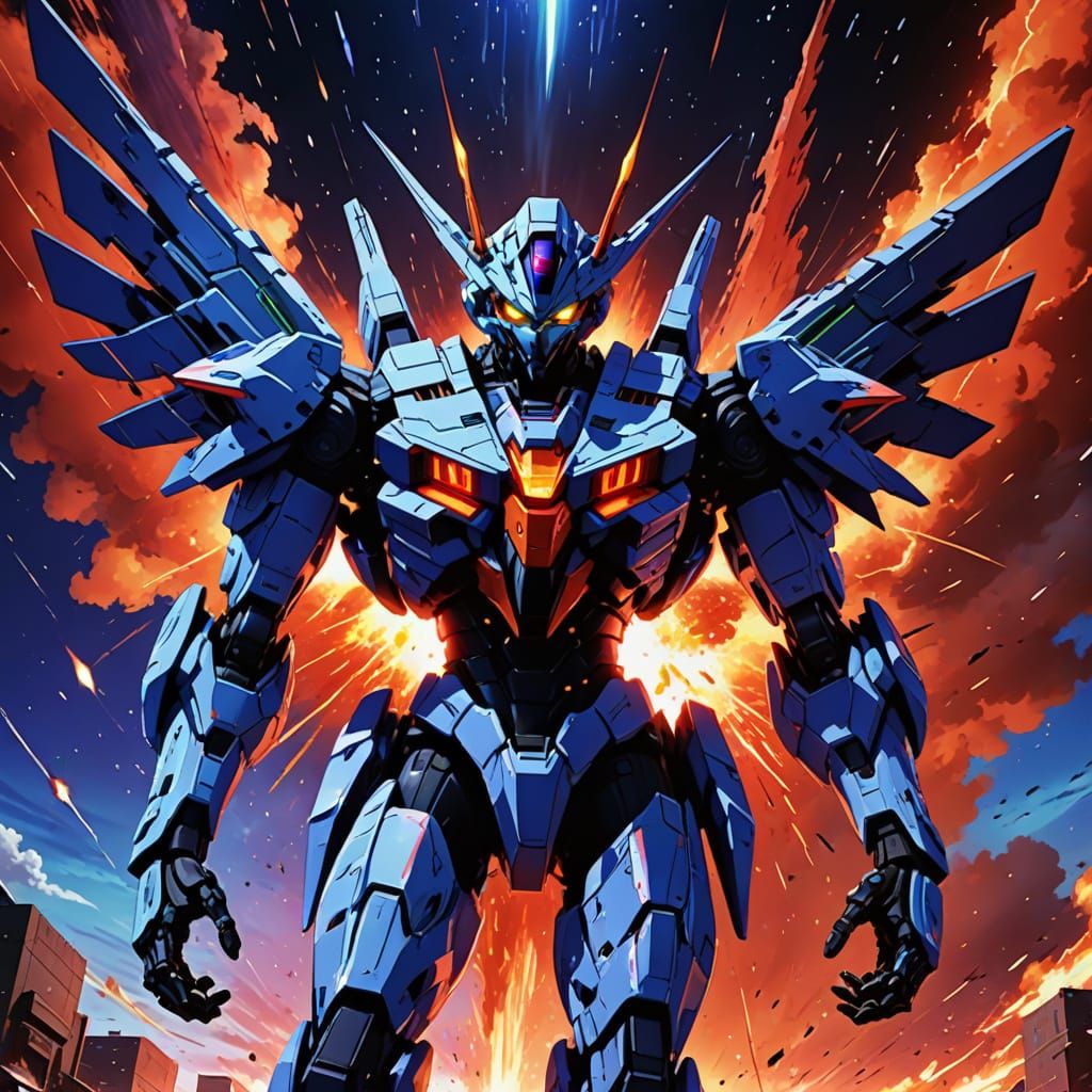 Evangelion Units Synchronized Attack in Anime Style