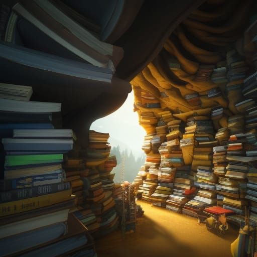 Fantastical Cave of Ancient Tomes