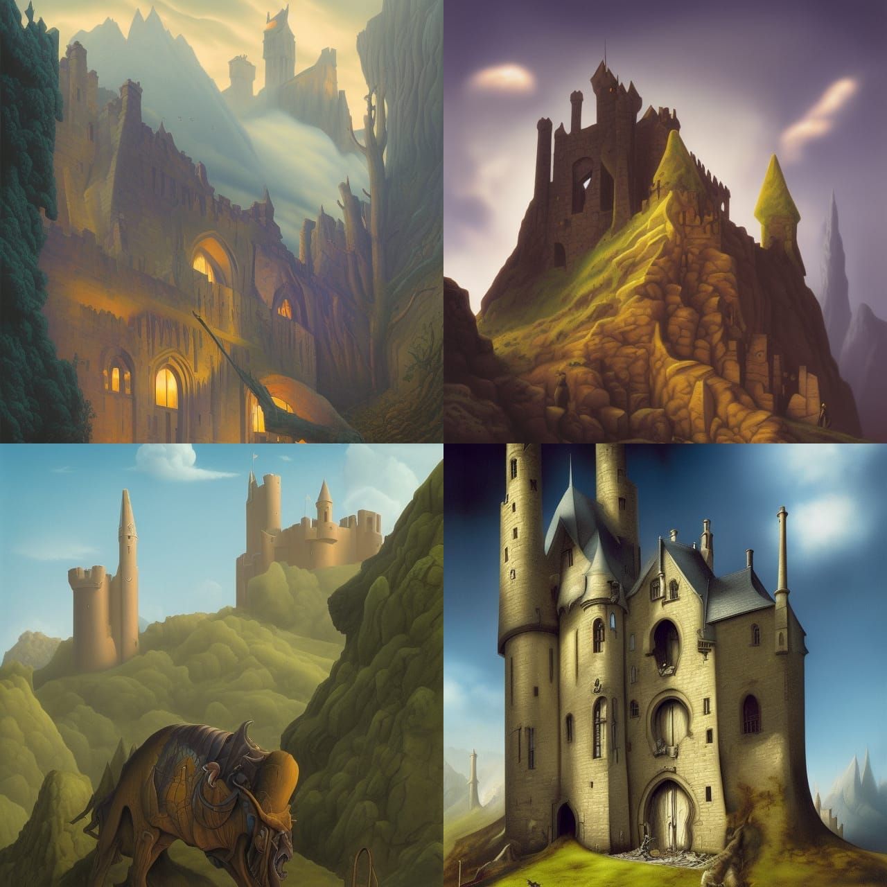 Charmizard near Castle: Detailed Hypermodern Matte Painting