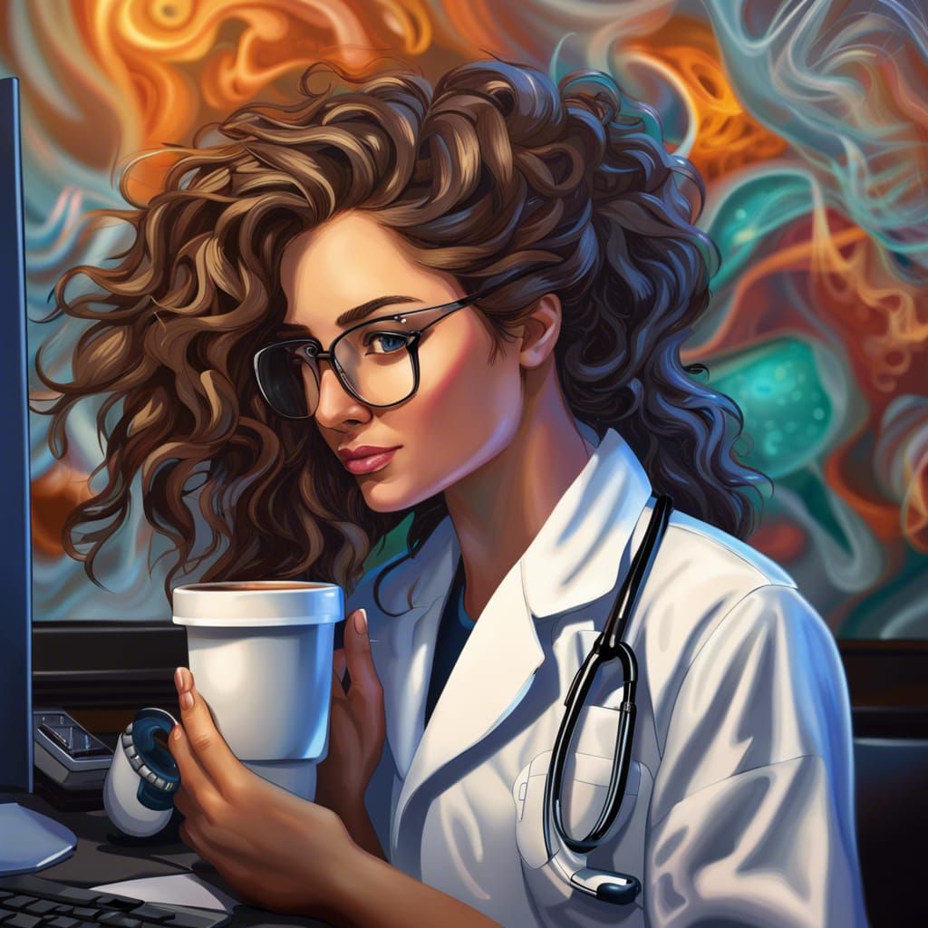 Hyperrealistic Medical Student Scene with Microscope