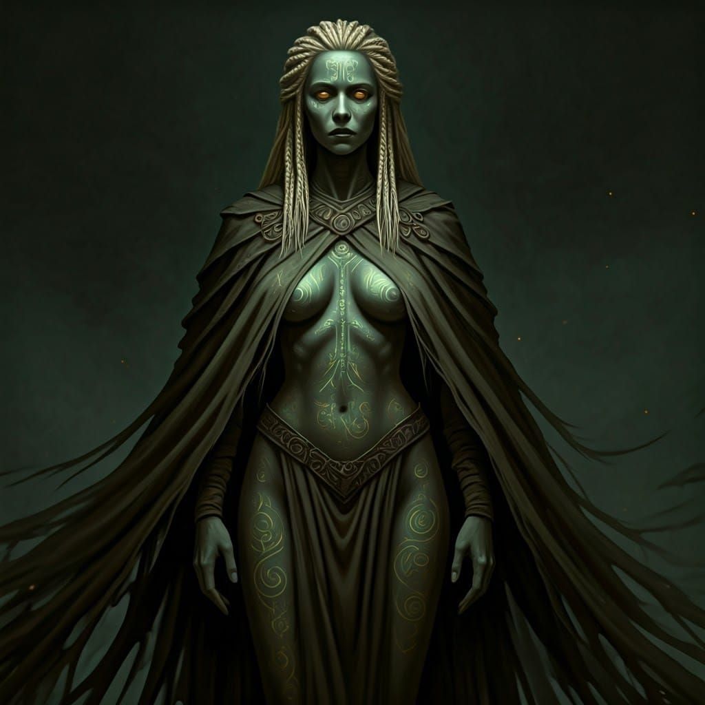 Luminous Runed Giant in Gothic Fantasy Style