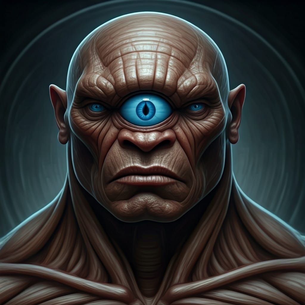 Giant Cyclops with Smoking Blue Eye