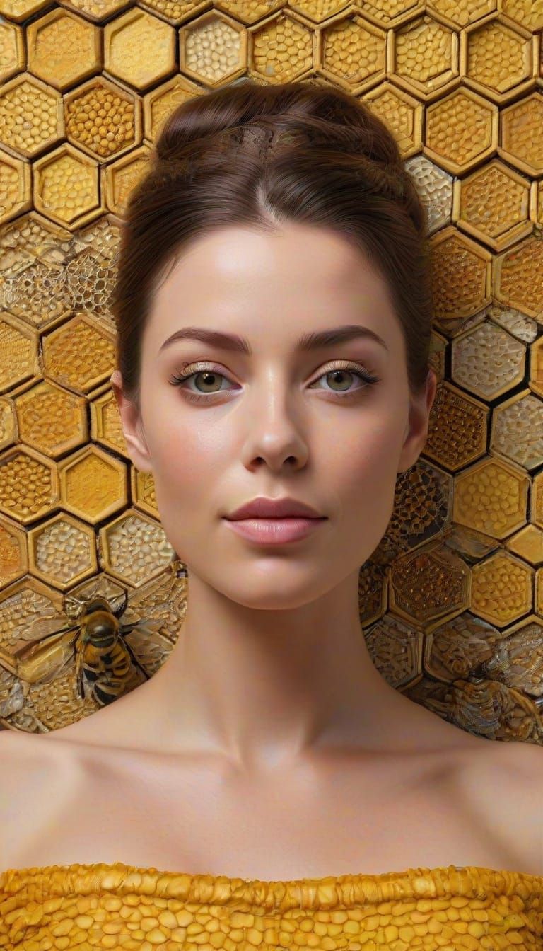 Anthropomorphic Queen Bee Portrait in Impasto Style