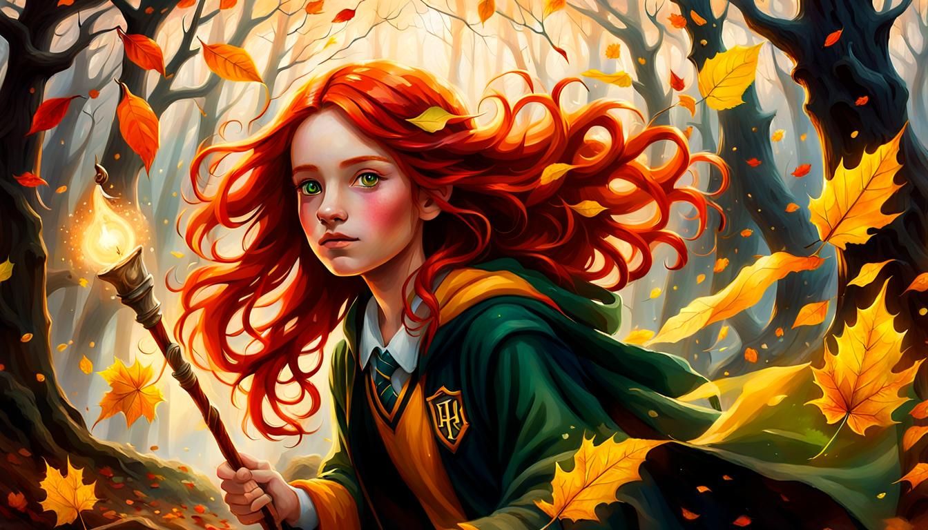 Irish hufflepuff girl with wild red hair, awthorne wand