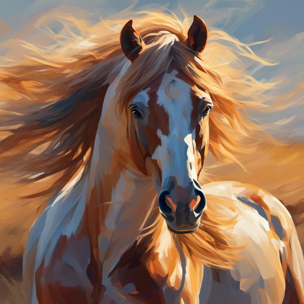 Majestic Horse on the Great Plains: Dynamic Digital Art