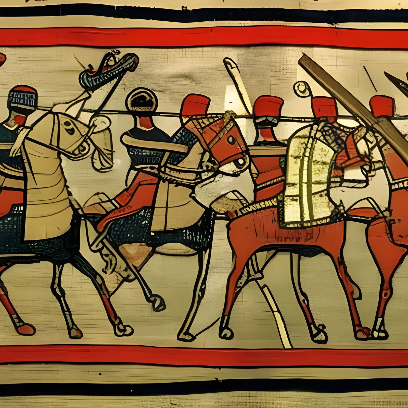 Medieval Battle in Bayeux Tapestry Style