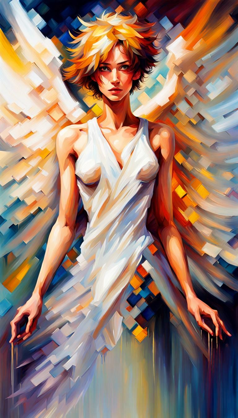 Abstract Androgynous Avatar in Oil Painting Style