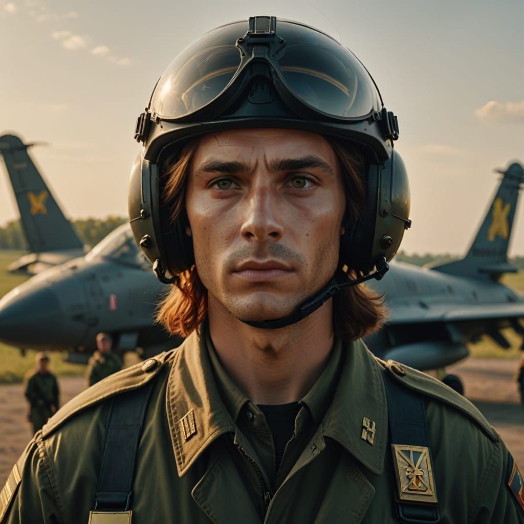 Ukrainian Pilot: Hyperrealistic Digital Art Portrait
