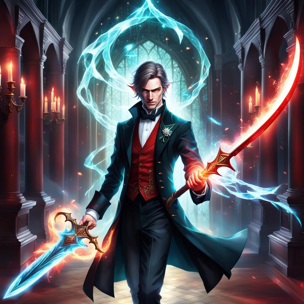 Elven Assassin Butler with Energy Blade in Victorian Era