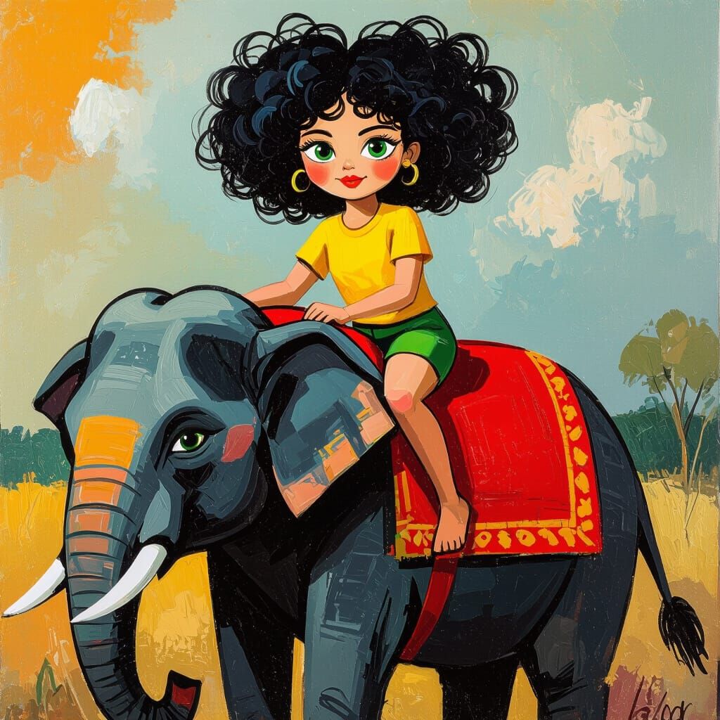 Girl Rides Elephant in Cobra Group Style