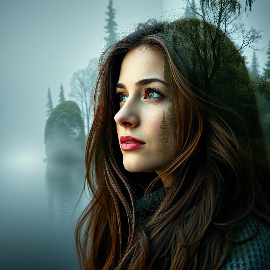 Serene Forest Reflections of a Contemplative Woman