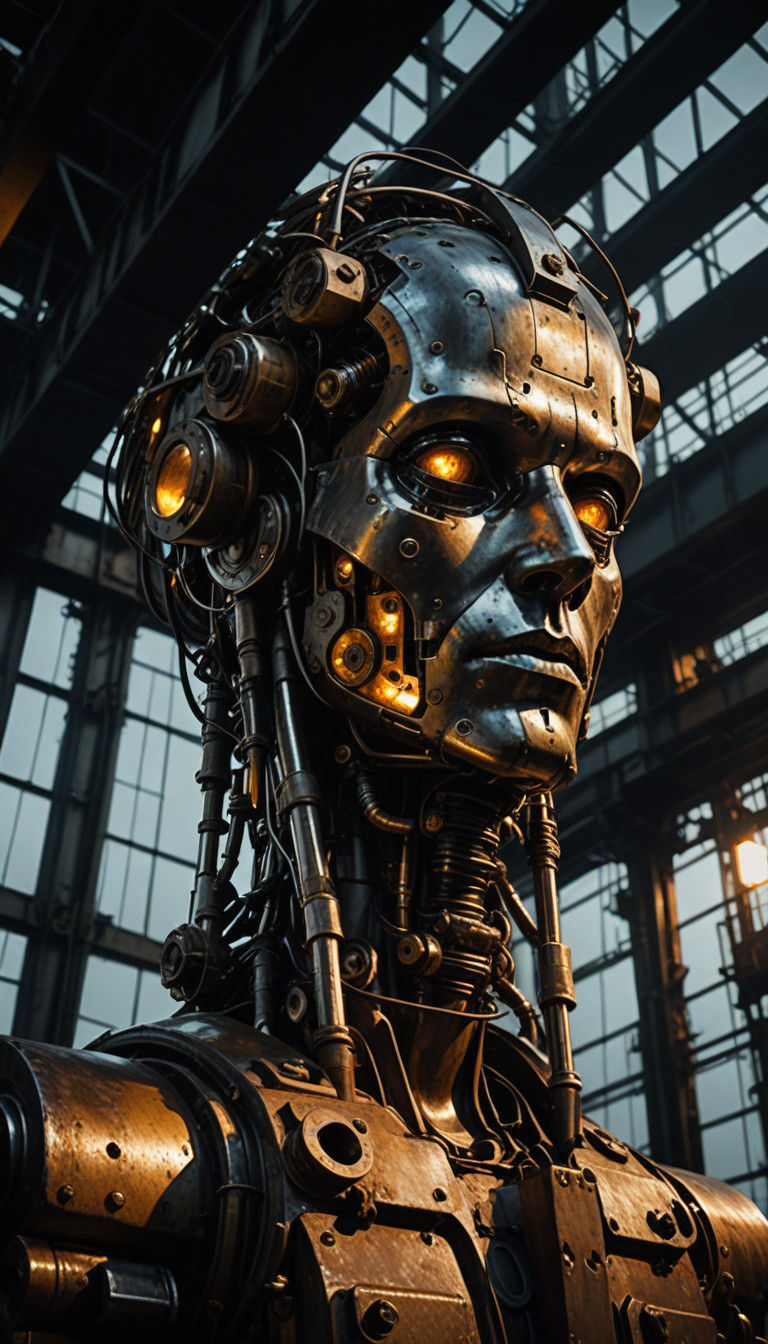 Industrial Steel Head in Moody Ambiance