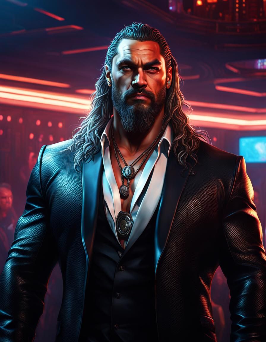 Jason Momoa as Cyberpunk Nightclub Bouncer
