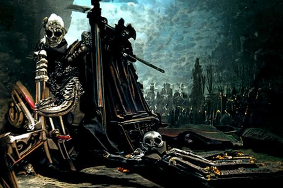 Skeleton King on Bone Throne: Dark Matte Painting