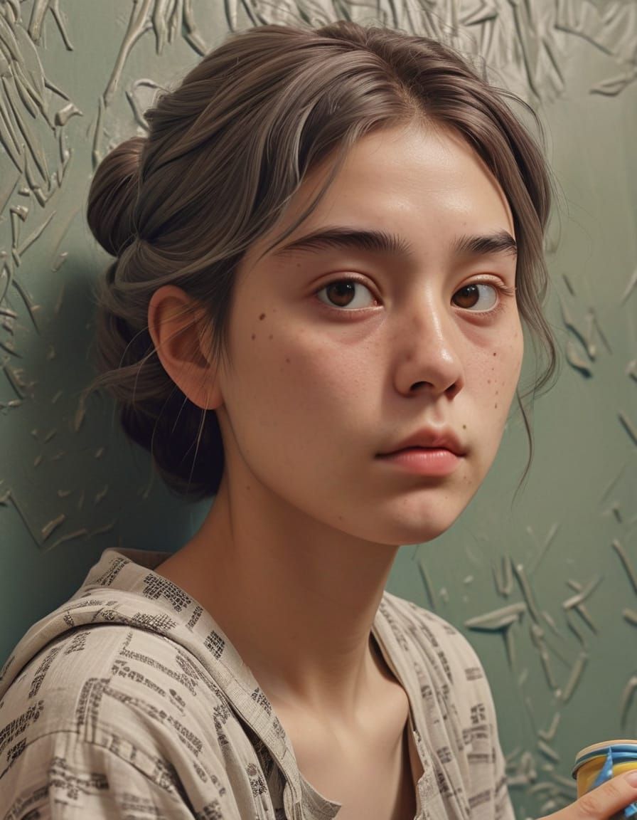 Girl Trapped in Solid Air, with Play-Doh or Sugar Cotton Sur...