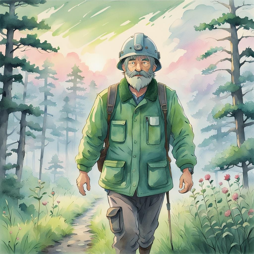 Geologist in Foggy Meadow, Studio Ghibli Anime