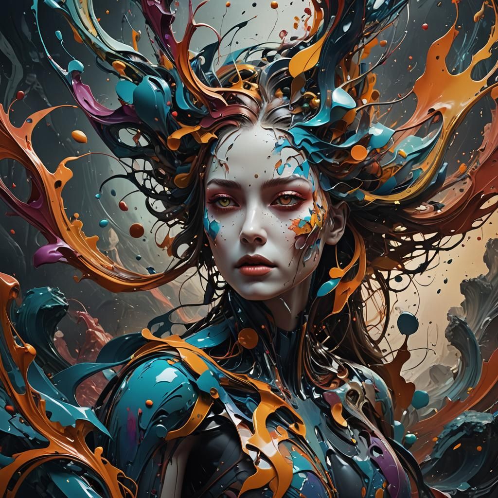 Abstract Human Form in Expressive Colors