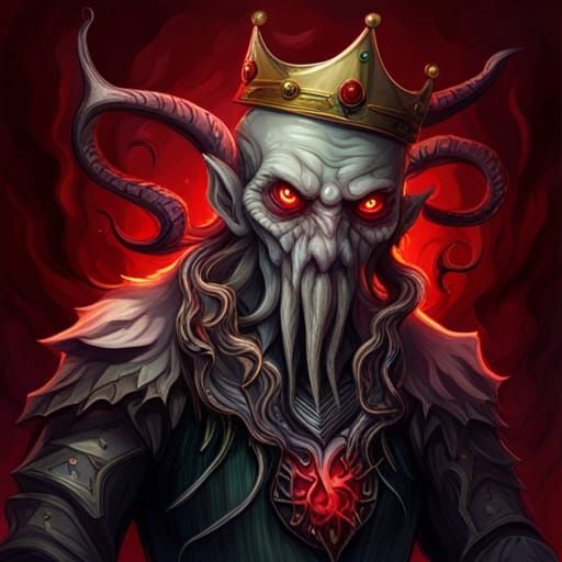 Cthulhu-like Creature with Red Aura in Fantasy Art