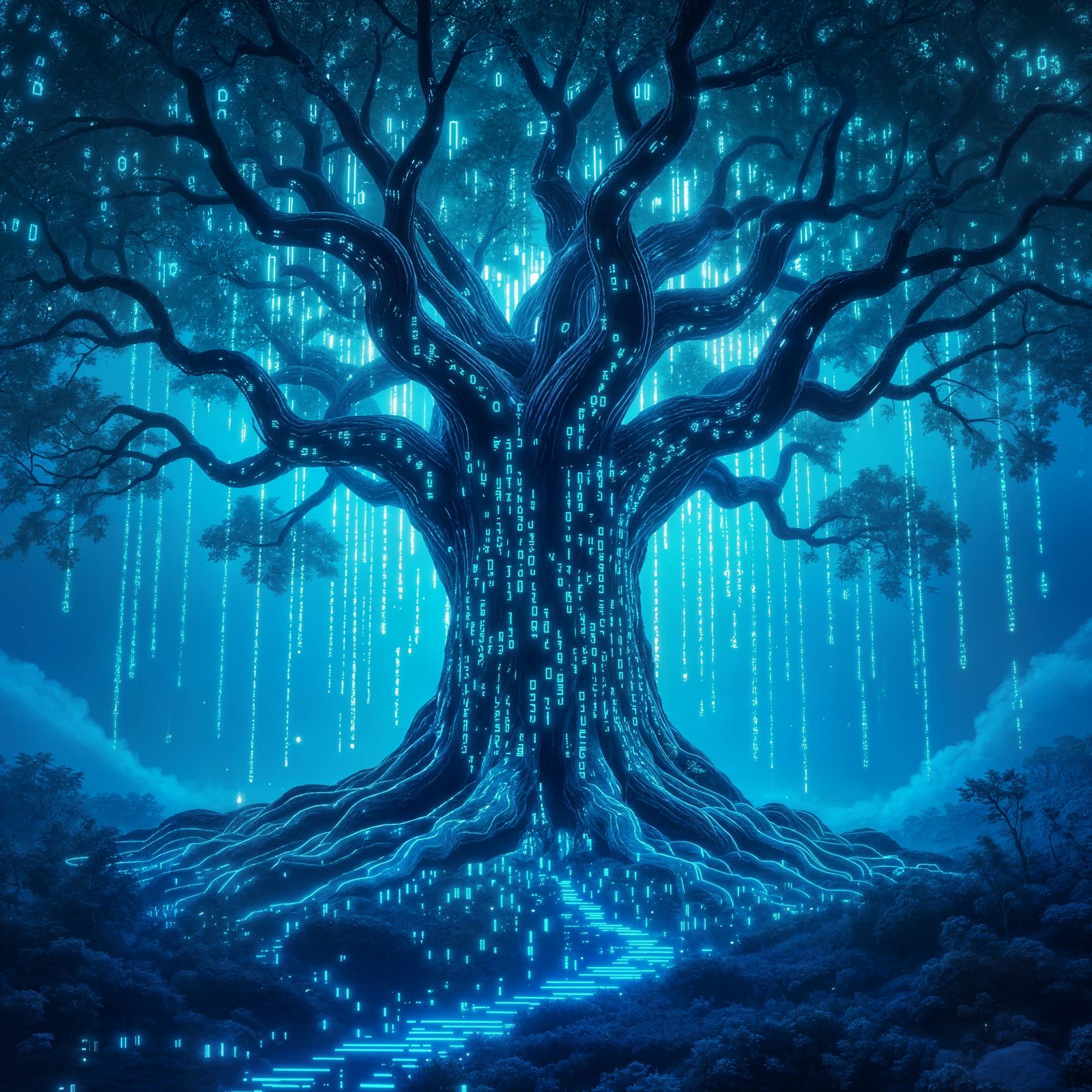 Digital Ancient Tree of Binary Code