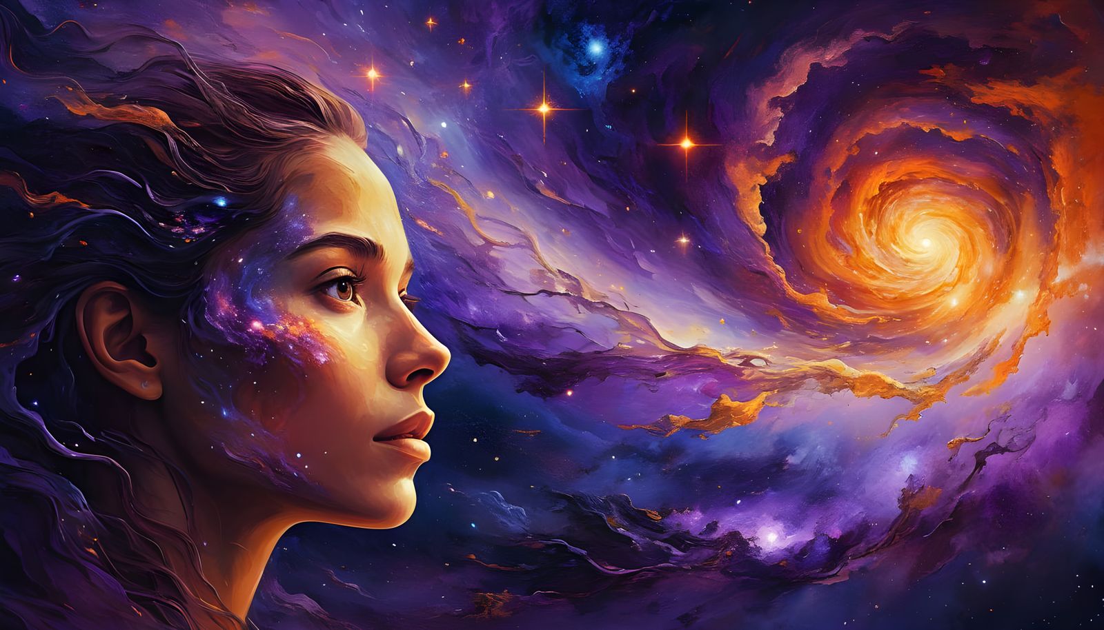 Vibrant Galaxy with Epic Scale and Depth in Mixed-Media Styl...